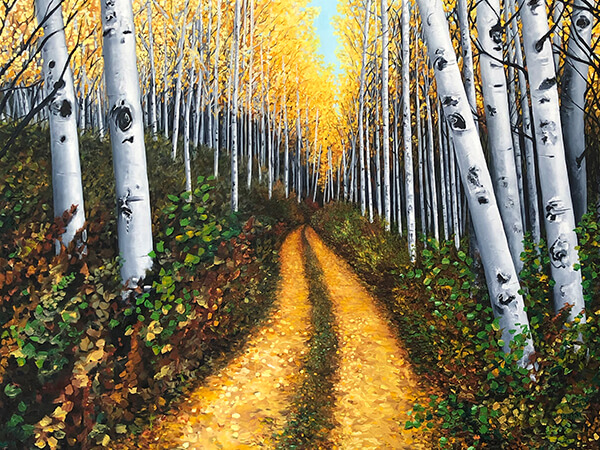Aspen Birch Path Painting Large 60x48